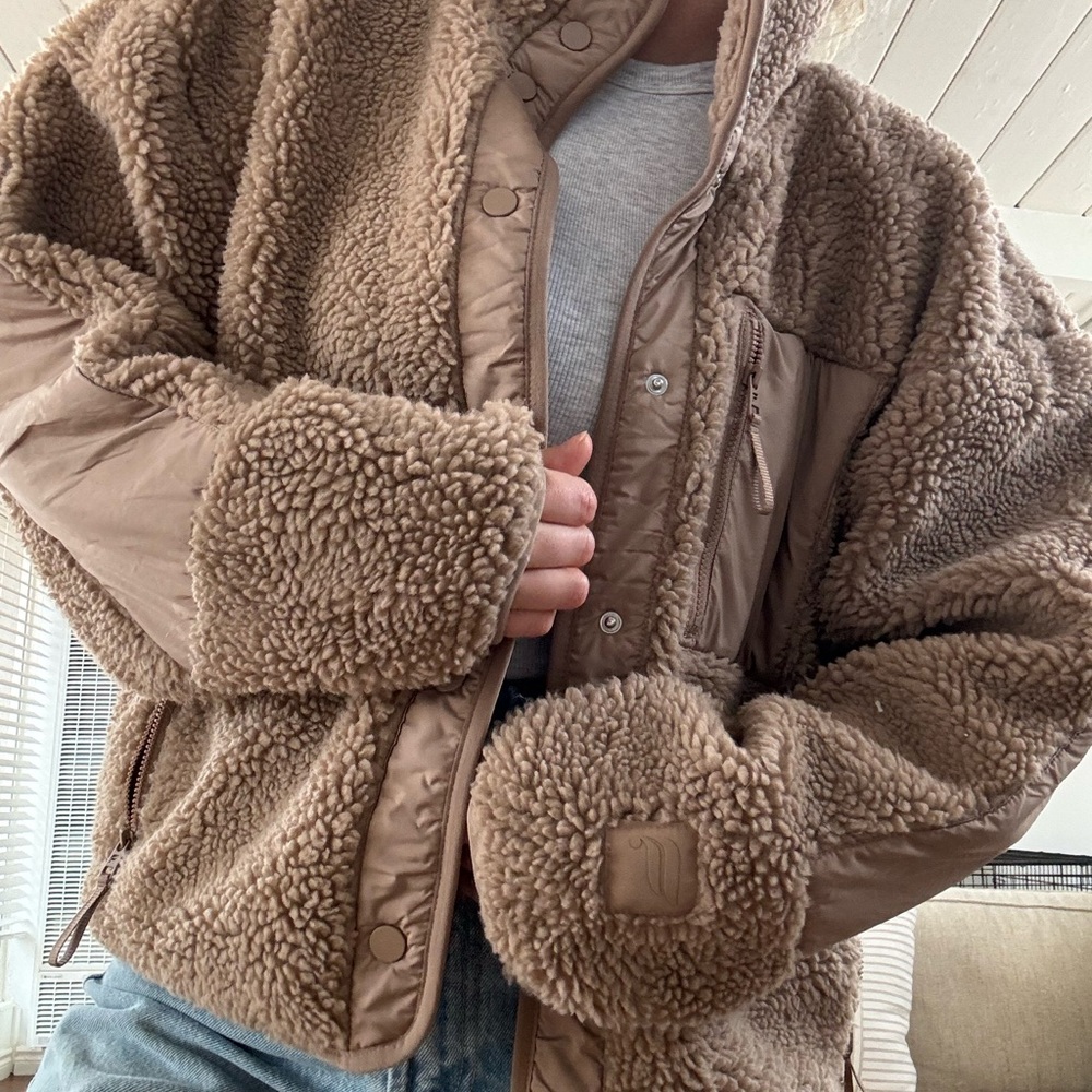 Fabletics Brown Teddy Jacket Plush Warmth